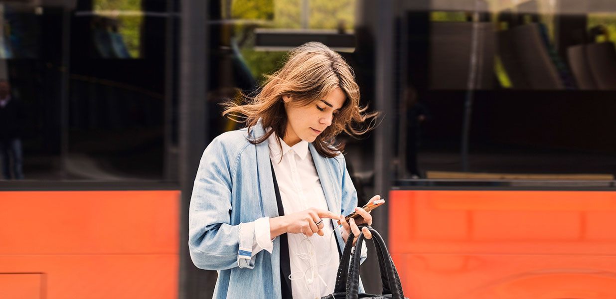 A woman checking her phone