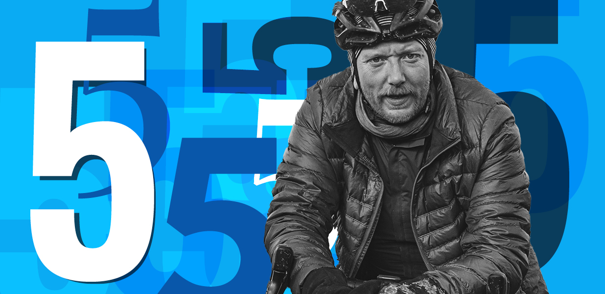 Invest to make more of your money: man on a bike infront of a number 5 graphical background